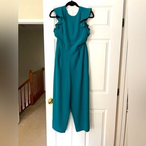 J Crew ruffle sleeve cross back jumpsuit